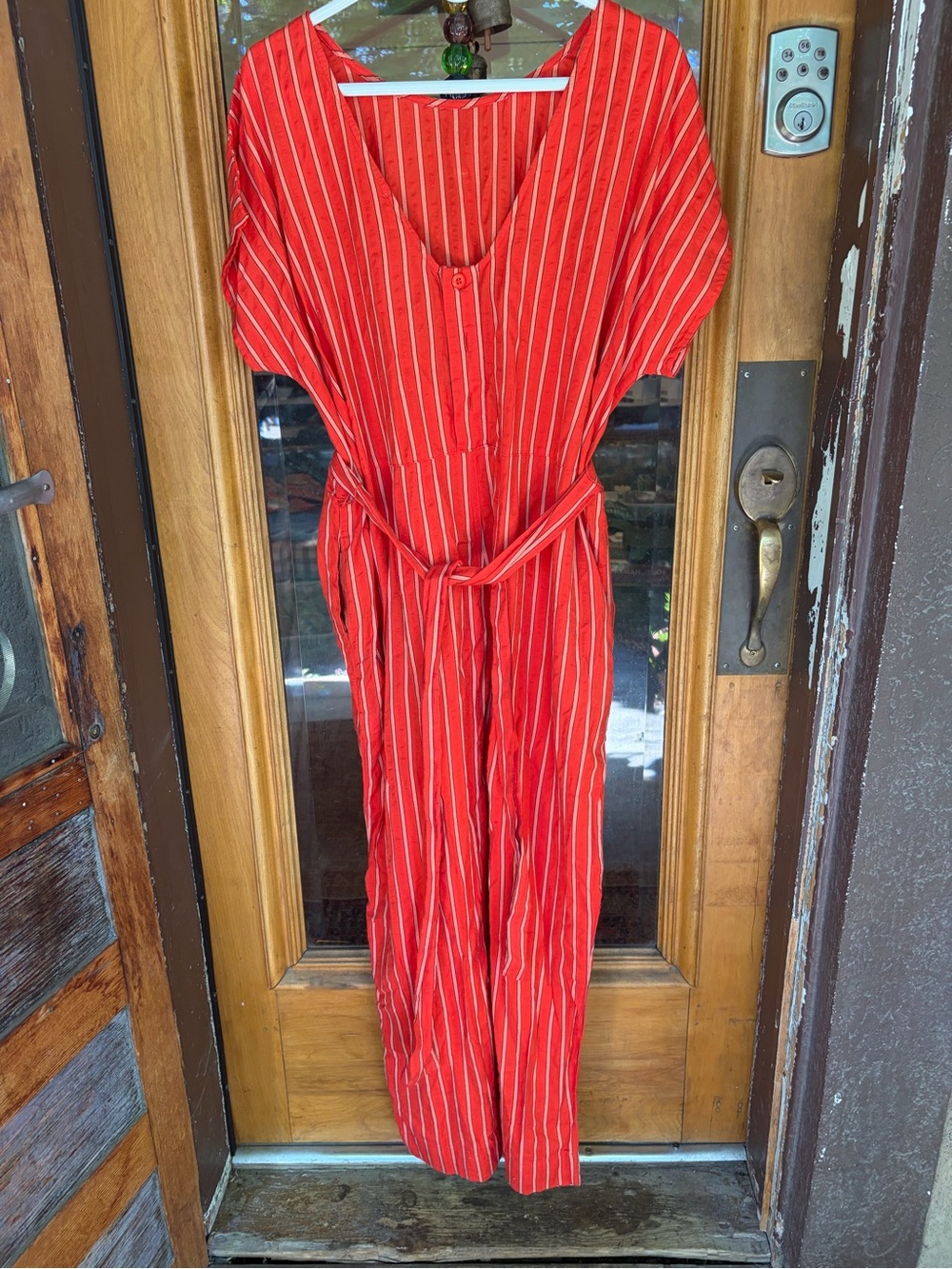 Ace & Jig Reversable Red Striped Jumpsuit with Tie Waist
